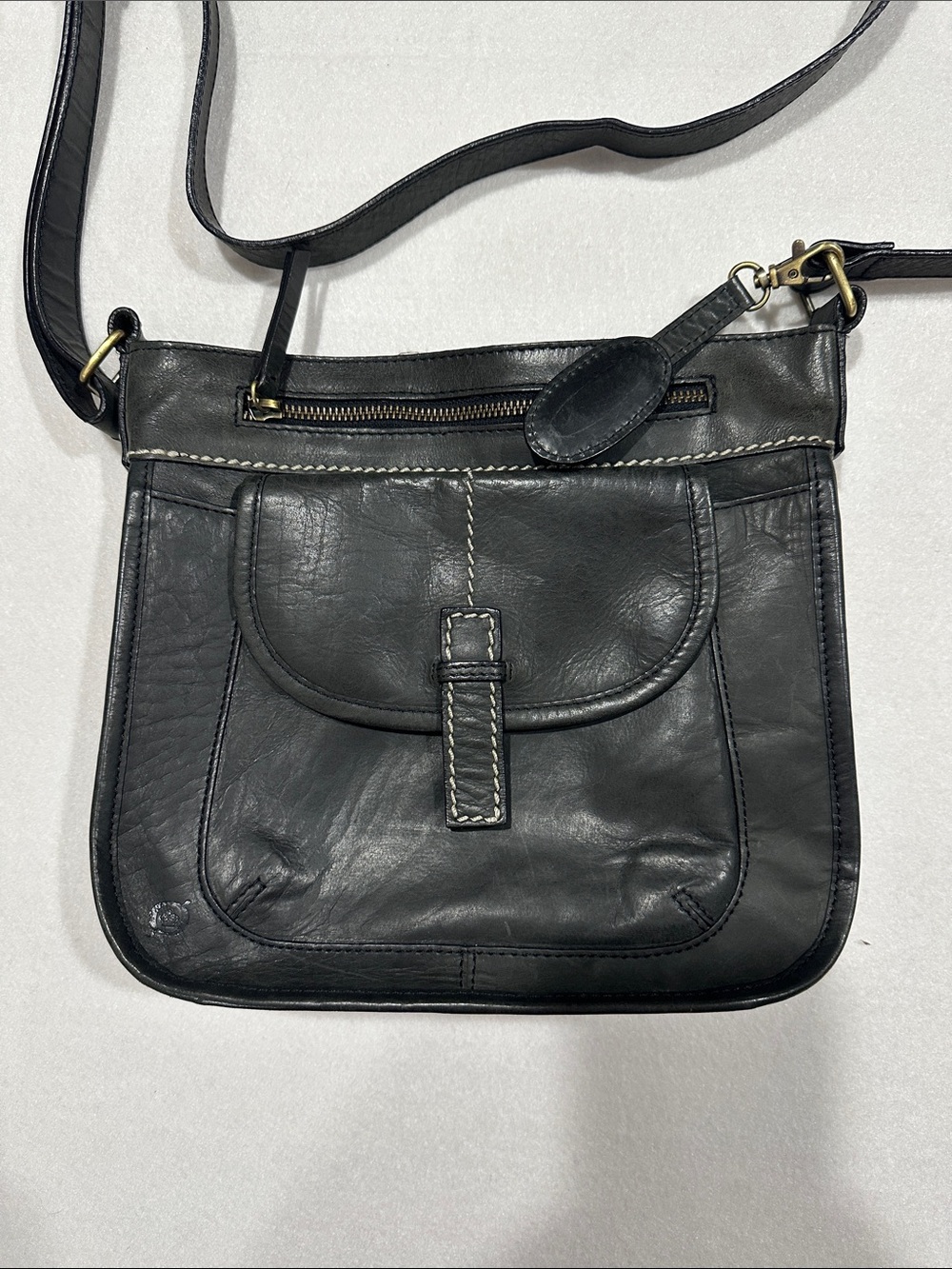 BORN Black Leather Crossbody Bag